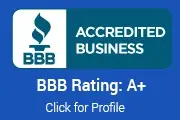 Neighborhood Roofing BBB Accredited A+ Trust Badge for quality roofing services.